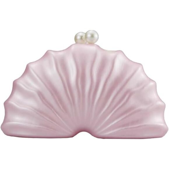 White Acrylic Shell Clutch | Evening Handbag with Detachable Chain - Picture 5 of 5